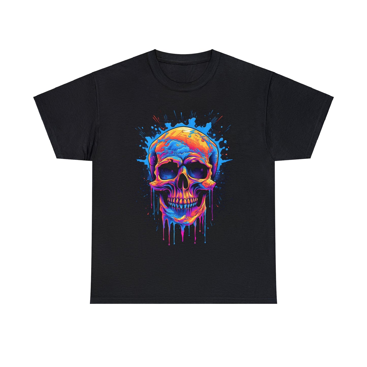 Trippy Contrast Skull Painted Graphic Design Tee