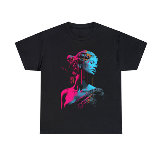 Woman Blue Pink Paint Graphic Design Tee