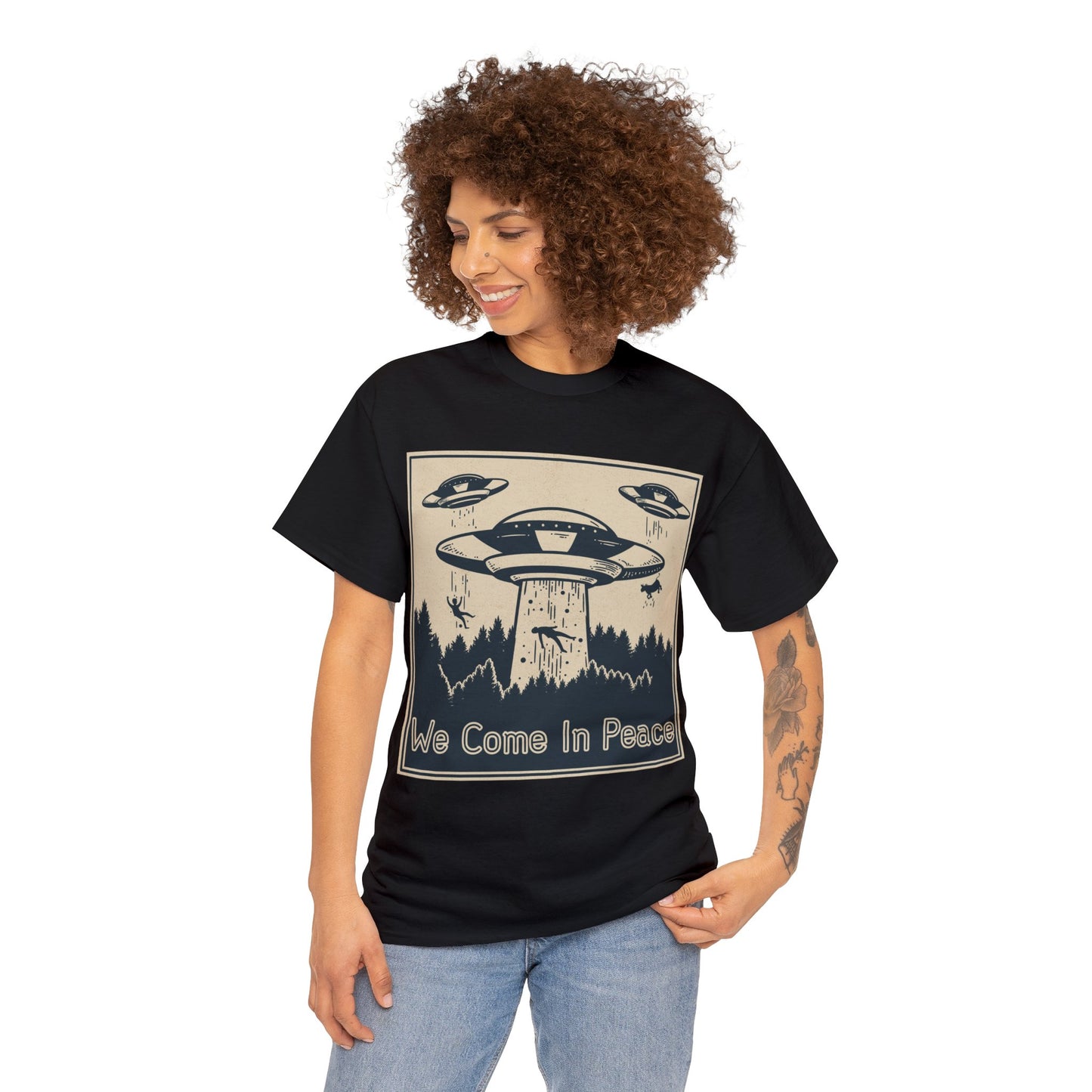 We Come In Peace Alien Abduction Funny Designer Graphic Tee
