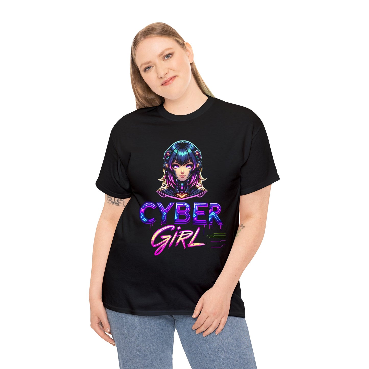 Cyberpunk Style Girl Cyber Culture Neon Designer Graphic Tee