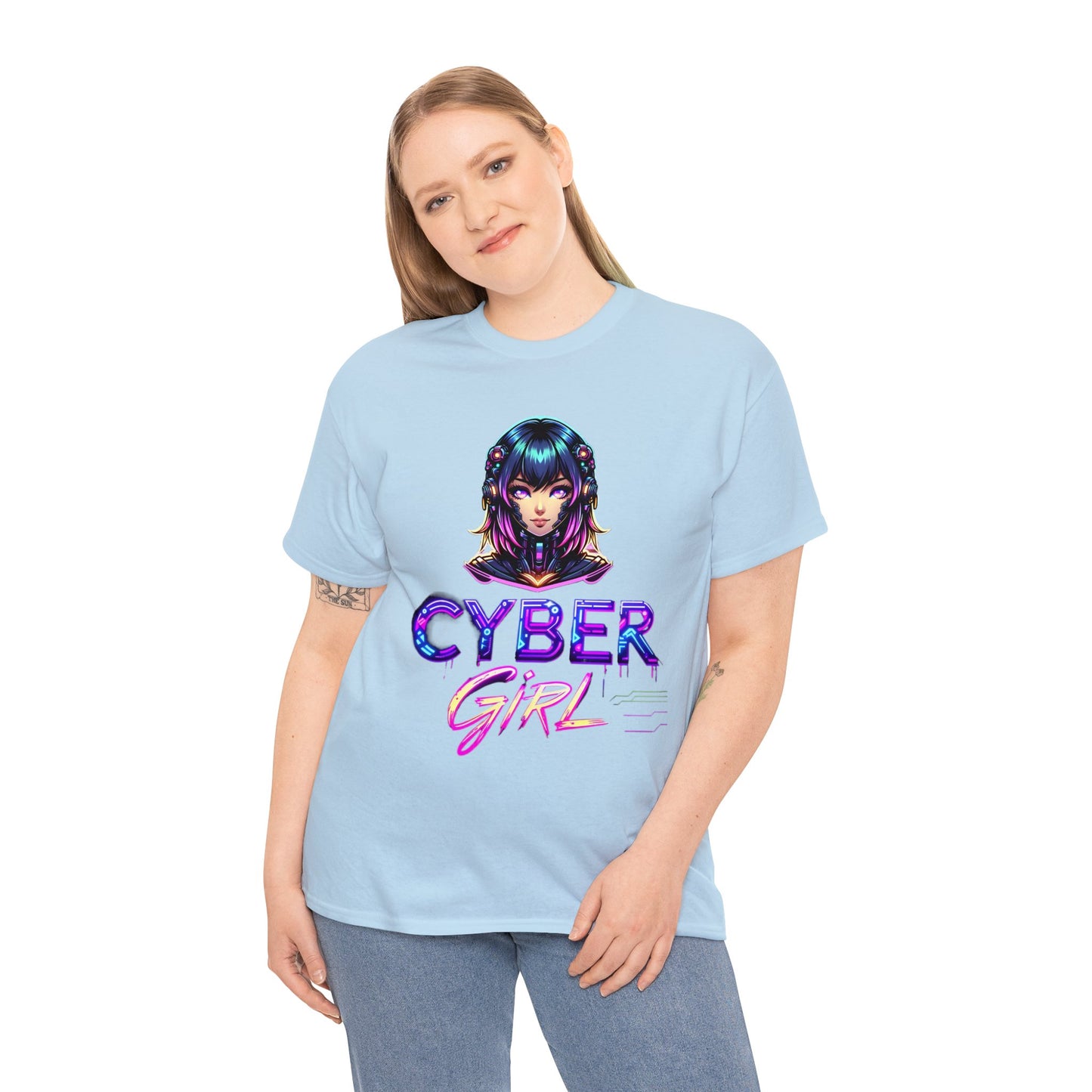 Cyberpunk Style Girl Cyber Culture Neon Designer Graphic Tee