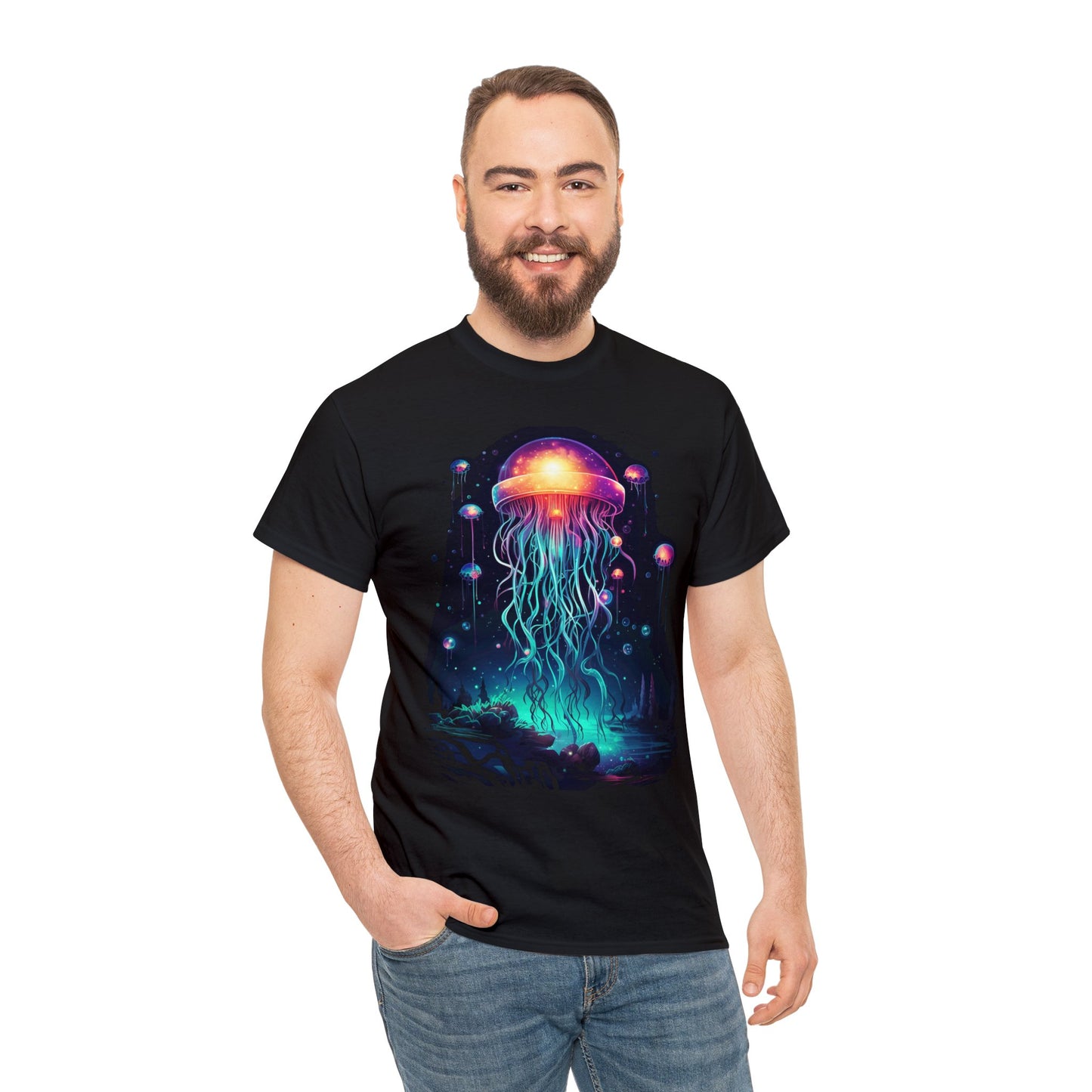 Trippy Space Jelly Fish Graphic Design Tee