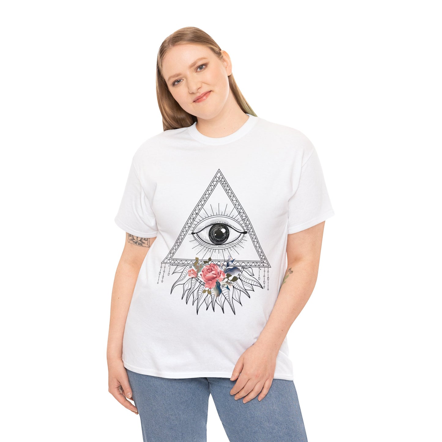 Illuminati Eye Triangle Flower Design Popular Culture Graphic Tee