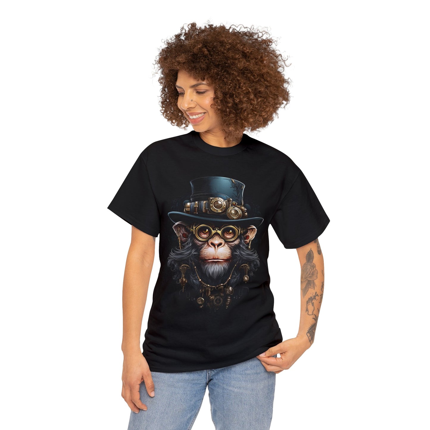 Steampunk Monkey Chimp Ape Graphic Design Tee